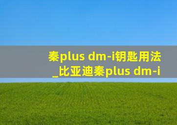 秦plus dm-i钥匙用法_比亚迪秦plus dm-i